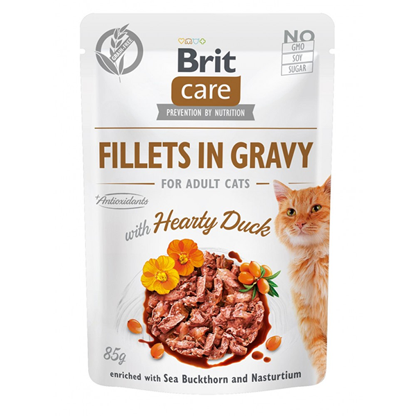 Вологий корм Brit Care Cat Pouch Fillets Duck in Gravy  для котів філе з качкою в соусі 85г