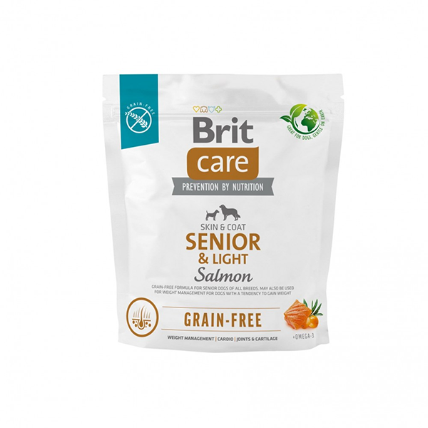 Сухий корм Brit Care Grain Free Senior and Light Salmon для собак старіючих беззерновий з лососем 1кг