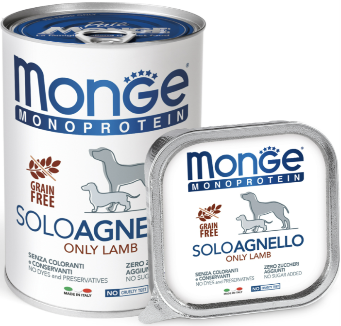 Вологий корм Monge Dog Solo Monoprotein для собак з ягням 400г