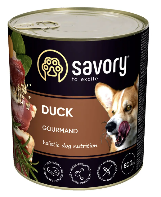 Вологий корм Savory Gourmand Duck для собак всіх порід 800г