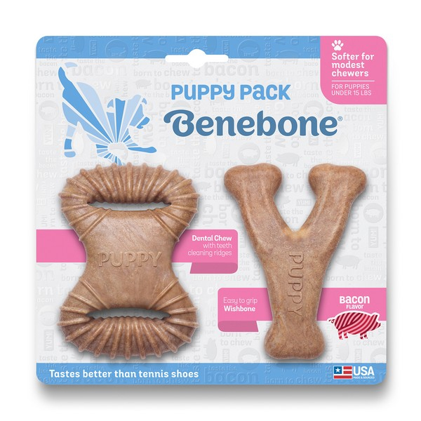 Іграшка Benebone Puppy 2pk Dental Chew/Wishbone Bacon Tiny для цуценят жувальні гризункі Бенебон зі смаком бекону