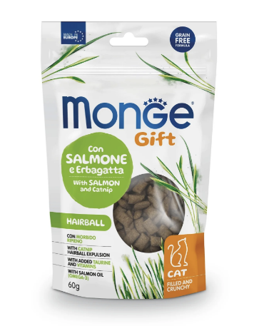 Смаколики Monge Gift Cat Hairball для котів лосось і котяча м'ята 60г