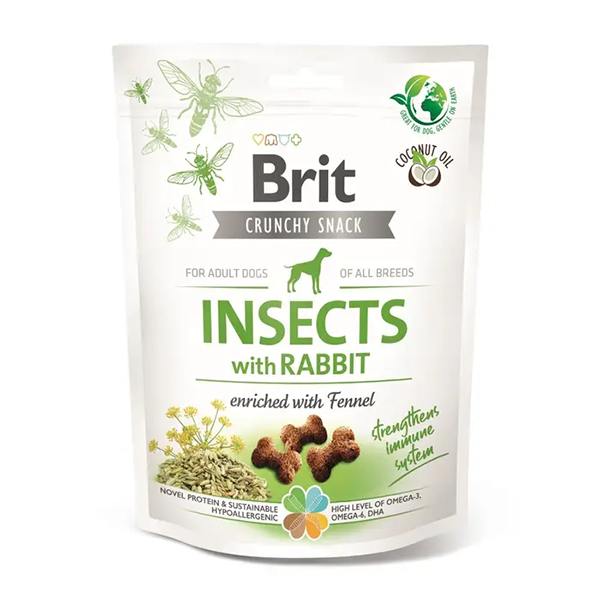 Ласощі Brit Care Dog Crunchy Cracker Insect and Rabbit для собак крекер з комахами та кроликом 200г