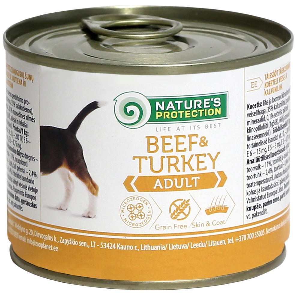 Natures Protection Adult Beef & Turkey - консервы Нейчерс Протекшн с говядиной и индейкой для взрослых собак, 200 г