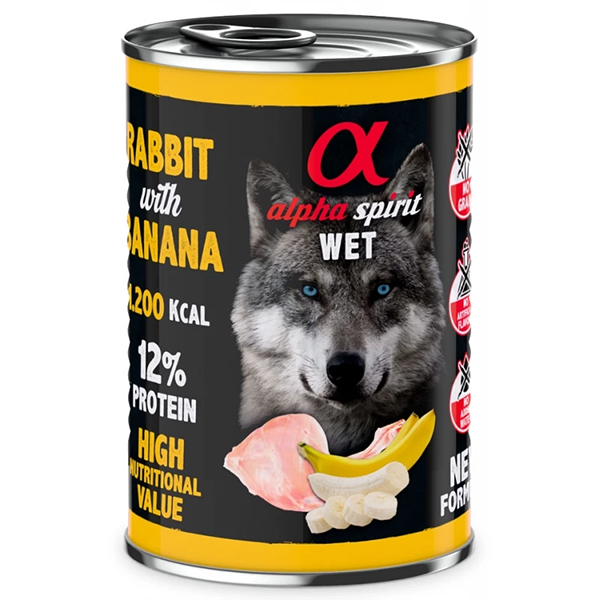 Влажный корм Alpha Spirit Dog Rabbit With Banana для собак Альфа Спирит кролик с бананами 400г