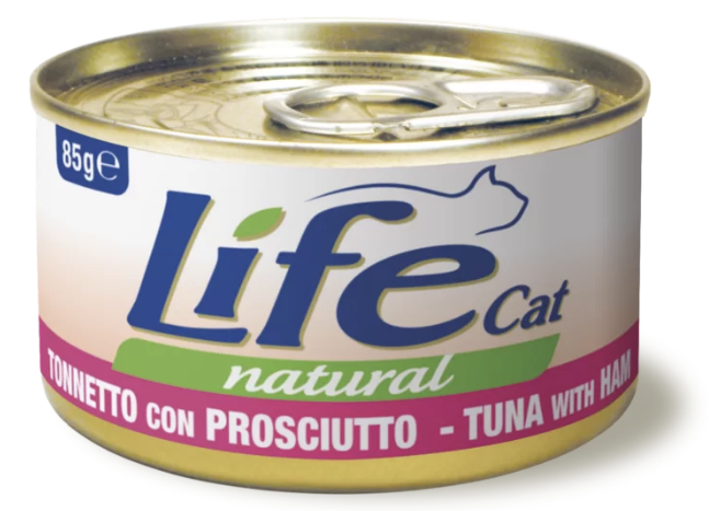 Влажный корм LifeCat Tuna with Ham для кошек тунец с куриной ветчиной 85г