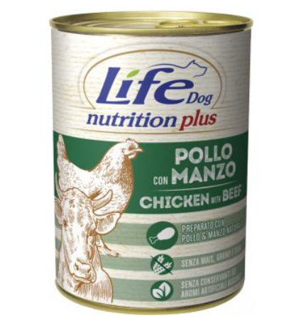 LifeDog Nutrition Plus Adult Сhicken with Beef - Дополнительный влажный корм ЛайфДог с Курицей и Говядиной для собак, 400 г