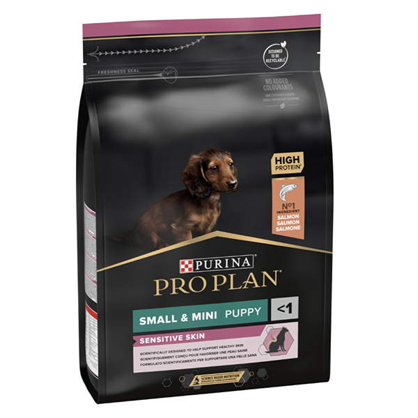 Сухий корм Purina Pro Plan Small and Mini Puppy для цуценят дрібних порід з чутливою шкірою з лососем 3кг