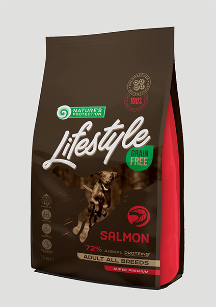 Сухий корм Natures Protection Lifestyle Grain Free Salmon Adult All Breeds для собак всіх порід з лососем 1,5кг