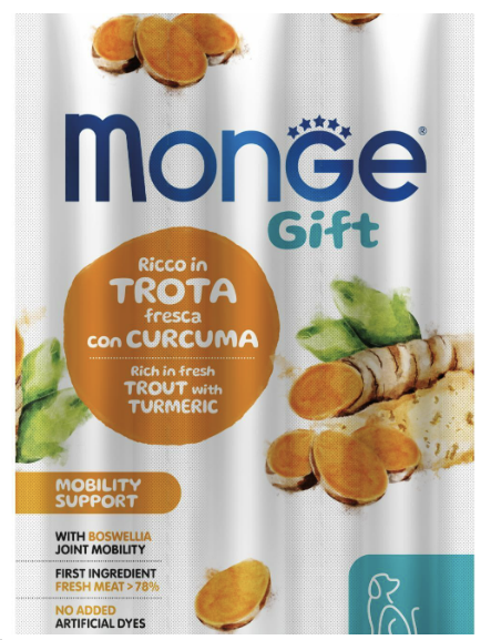 Смаколики Monge Gift Dog Mobility support для собак форель з босвелією 45г