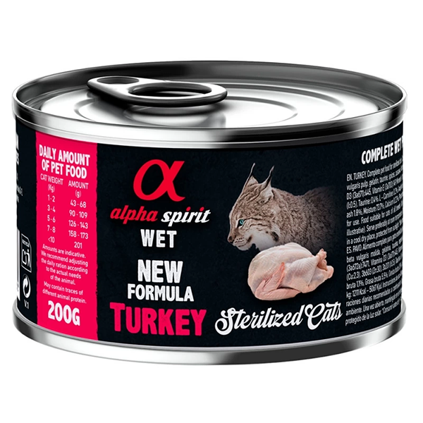 Вологий корм Alpha Spirit Cat Sterilized Turkey для котів стерилізованих Альфа Спіріт з індички 200г