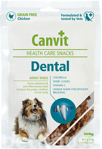 Ласощі Canvit Dental для собак Канвіт Дентал для здоров'я зубів та ясен 200г