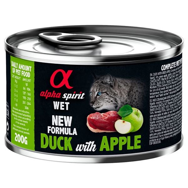 Влажный корм Alpha Spirit Duck with Green Apple для кошек Альфа Спирит с уткой и зелеными яблоками 200г