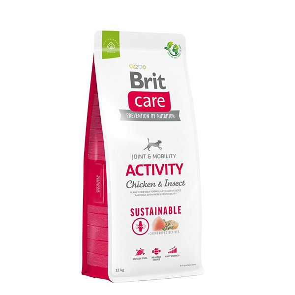 Сухой корм Brit Care Dog Sustainable Activity Chicken and Insect для собак с повышенной активностью с курицей и насекомыми 12кг