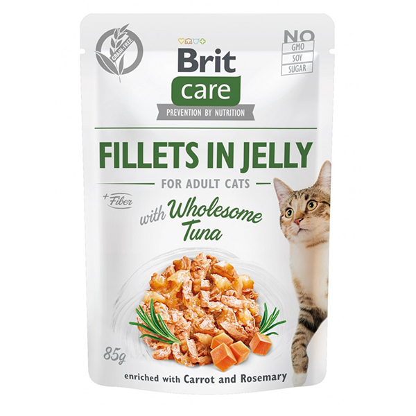 Вологий корм Brit Care Cat Pouch Fillets Tuna in Jelly  для котів філе з тунцем в желе 85г