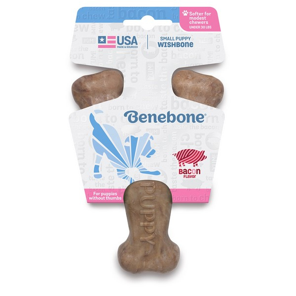 Іграшка Benebone Puppy Wishbone Bacon Medium для цуценят гризунок Бенебон кісточка зі смаком бекону S
