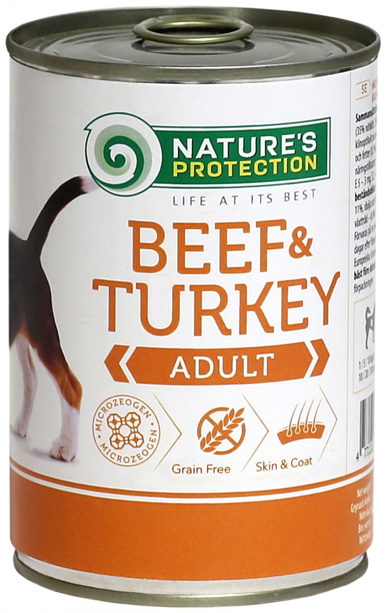 Natures Protection Adult Beef & Turkey - консервы Нейчерс Протекшн с говядиной и индейкой для взрослых собак, 400 г