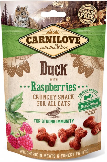 Смаколики CarniLove Cat Crunchy Snack для котів качка та малина