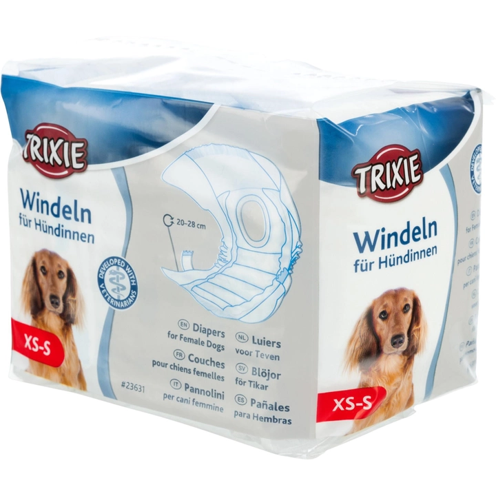 Памперси Trixie Diapers Female Dogs для собак (сук) Тріксі обхват талії (20-28 см) ХS-S 1шт