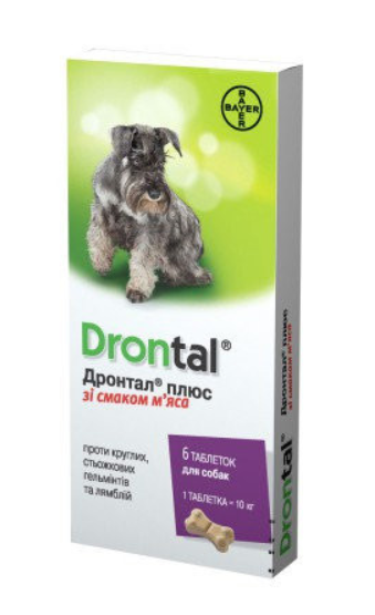 Bayer Drontal plus - антигельминтик Байер Дронтал со вкусом мяса, 1 табл.