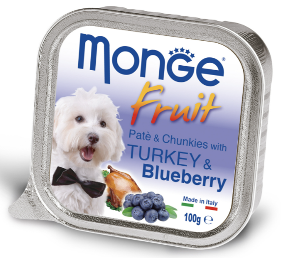 Влажный корм Monge Dog Fruit для собак паштет с индейкой и черникой 100г