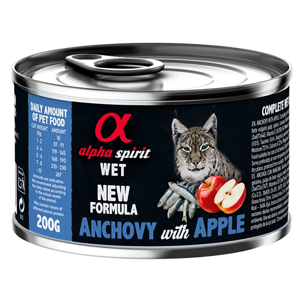 Влажный корм Alpha Spirit ANCHOVY WITH RED APPLE для кошек Альфа Спирит с анчоусами и красными яблоками 200г
