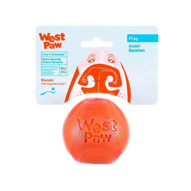 West Paw Rando - Игрушка Вест Пав Рандо, большой мяч, оранжевый, 9 см