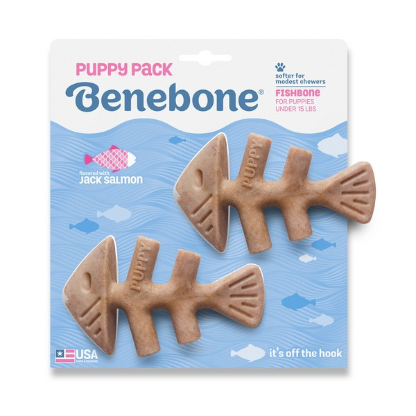 Іграшка Benebone Puppy Fishbone 2pk для цуценят гризункі Бенебон рибні кісточки зі смаком лосося 2шт