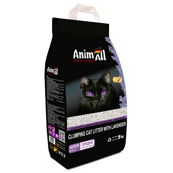 Наповнювач AnimAll для котів бентонітовий ЕнімАл з ароматом лаванди 5 л