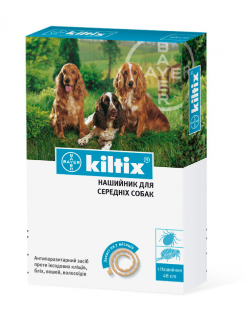 Bayer Kiltix - ошейник от блох и клещей Байер Килтикс для средних собак 48 см