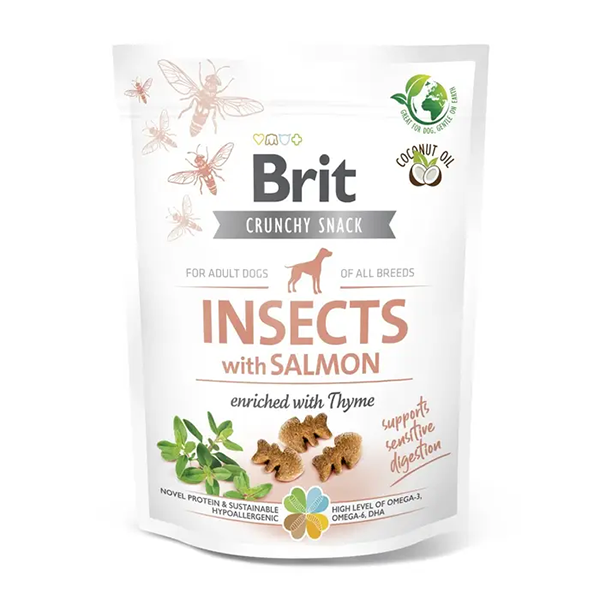 Ласощі Brit Care Dog Crunchy Cracker Insect and Salmon для собак крекер з комахами та лососем 200г