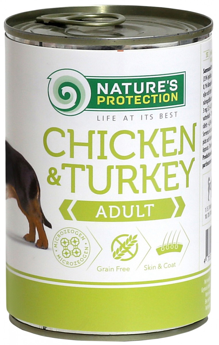 Natures Protection Adult Chicken & Turkey - консервы Нейчерс Протекшн с курицей и индейкой для взрослых собак, 400 г