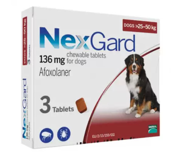 Boehringer Ingelheim NexGard - жевательные таблетки НексГард против блох и клещей на вес 25-50 кг, 1 табл.
