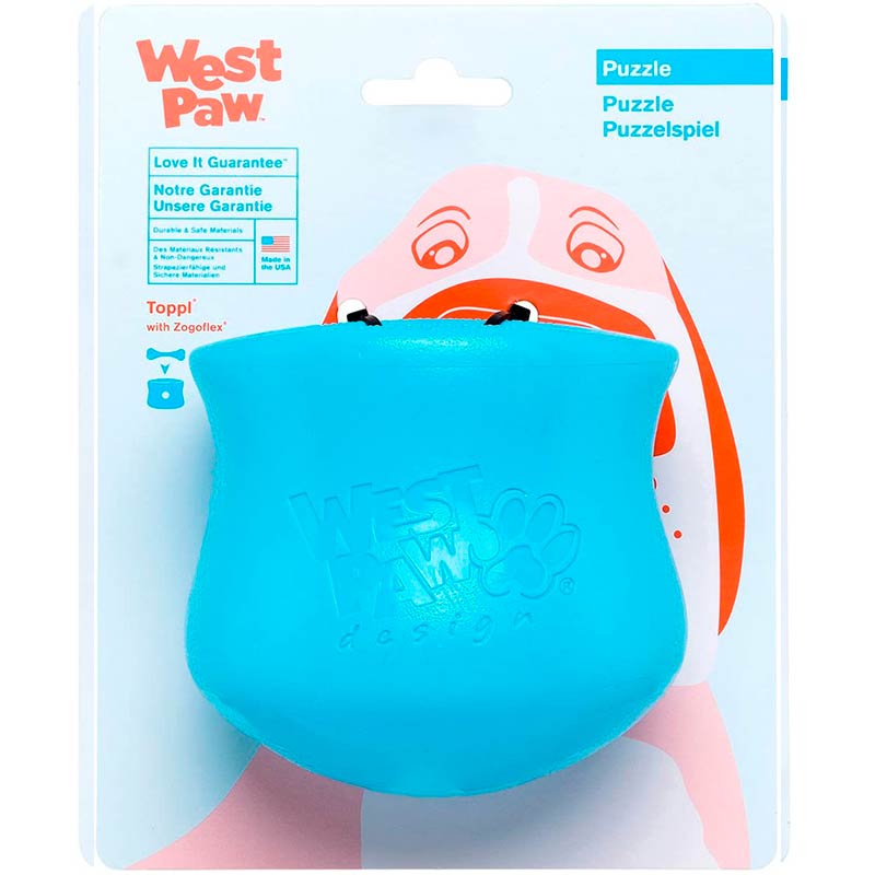 West Paw Toppl Treat Toy - Игрушка Вест Пав Топпл, для лакомств голубой, 8 см