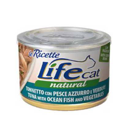 LifeCat le Ricettе Tuna with Ocean Fish and Vegetables - Влажный корм ЛайфКэт Тунец с Океанической рыбой и овощами для кошек, 150 г