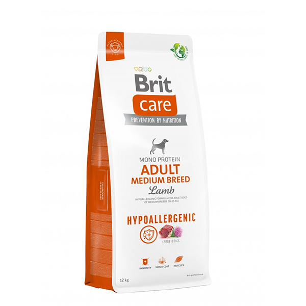 Сухой корм Brit Care Dog Hypoallergenic Adult Medium Breed Lamb для собак средних пород гипоаллергенный с ягненком 12кг