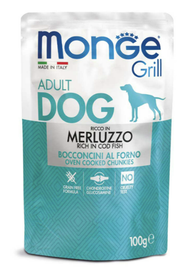 Вологий корм Monge Dog Grill для собак з тріскою 100г