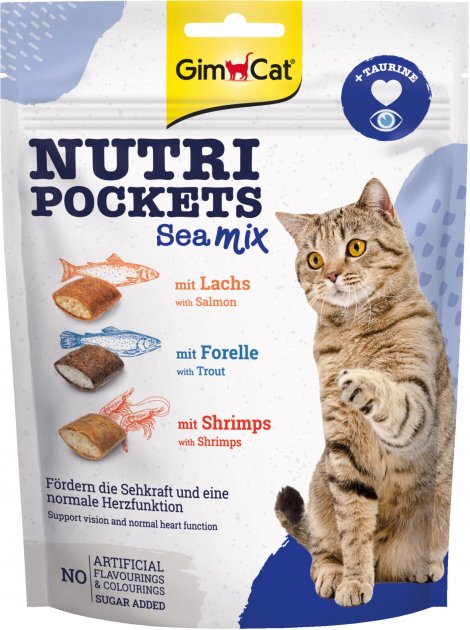 Ласощі GimCat Nutri Pockets Sea Mix для котів подушечки морський мікс 150г