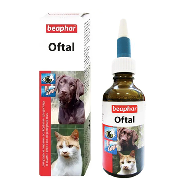 Розчин Beaphar Oftal для собак та котів Біфар Офтал для очищення очей і видалення слізних плям 50мл