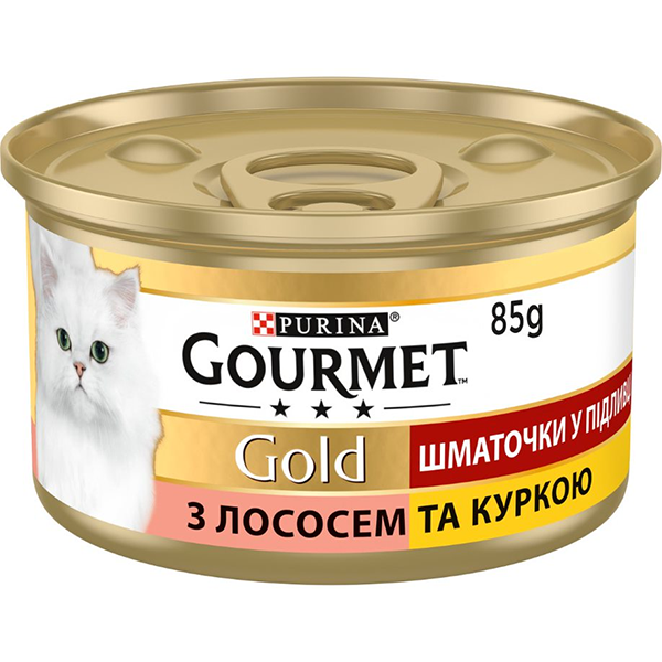 Вологий корм Purina Gourmet Gold для котів з куркою та лососем  85г