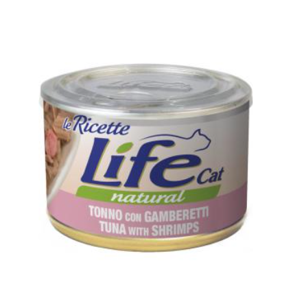 LifeCat le Ricettе Tuna with Shrimps- Влажный корм ЛайфКэт Тунец с Креветками для кошек, 150 г