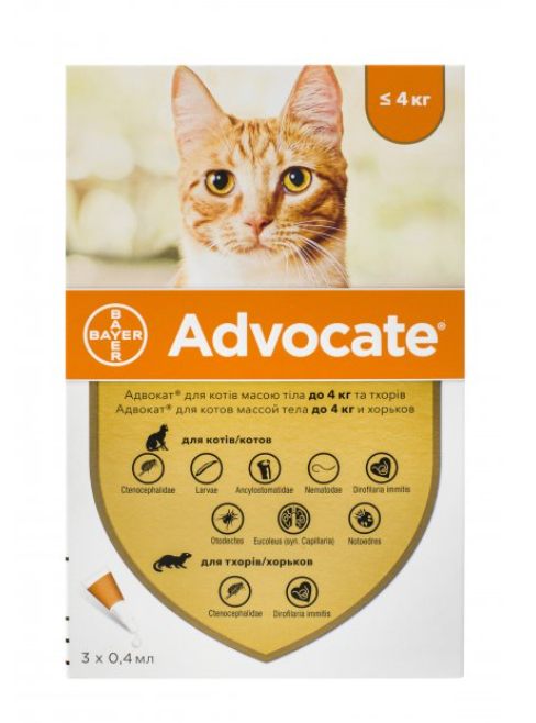Bayer Advocate - Байер Адвокат для кошек на вес до 4 кг, 1 піпетка