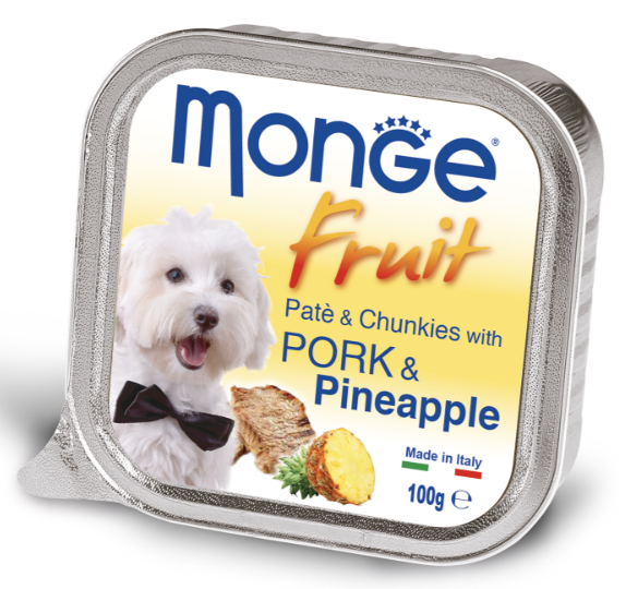Вологий корм Monge Dog Fruit для собак паштет з свининою та ананасом 100г
