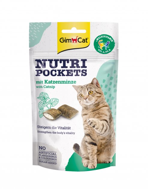 GimCat Nutri Pockets Catnip & Multivitamin - лакомство Джим кет с кошачьей мятой и витаминами кошек 60 г