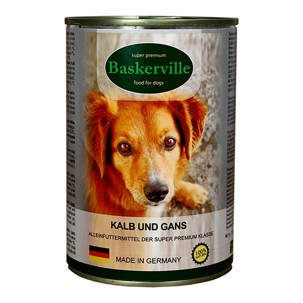 Вологий корм Baskerville для собак телятина з гусаком 400 г