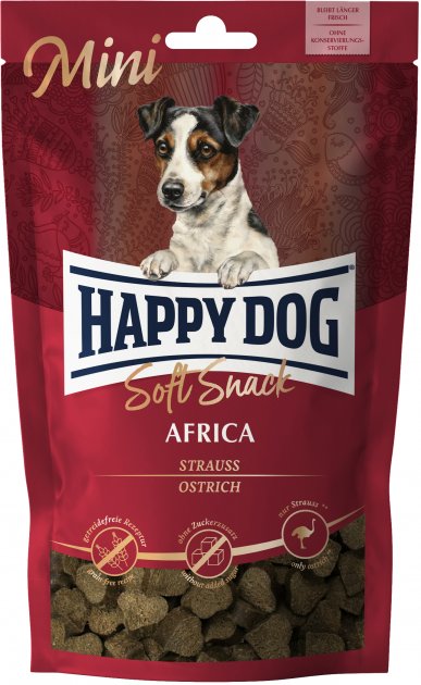 Смаколики Happy Dog SoftSnack Mini Africa для собак дрібних порід з страусом та картоплею 100г