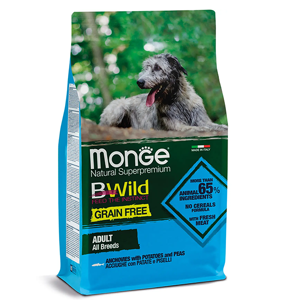 Сухой корм Monge BWild Grain Free All Breeds Adult для собак всех пород с анчоусами 2,5кг