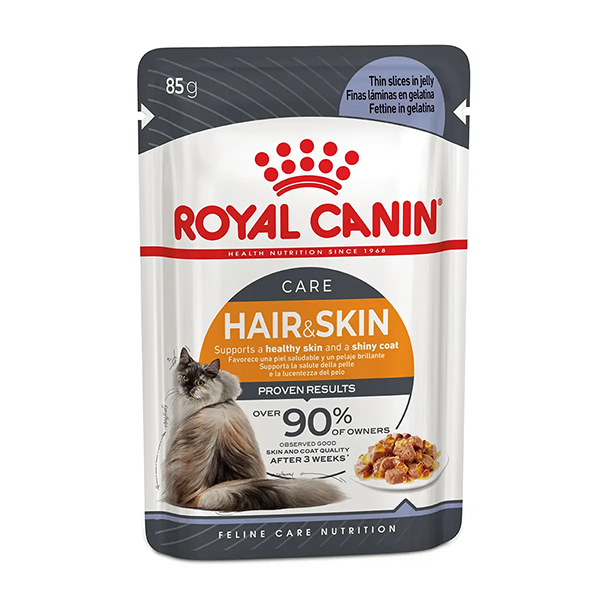 Влажный корм Royal Canin HAIR&SKIN CARE IN JELLY для кошек для кожи и шерсти в желе 85г