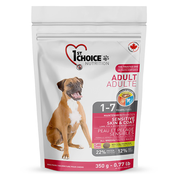 Сухий корм 1-st Choice Adult Sensitive Skin & Coat для собак з алергіями з м'ясом ягня та океанічною рибою 350г