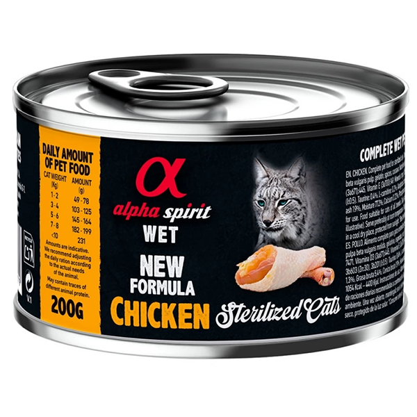 Влажный корм Alpha Spirit Cat Sterilized Chicken для кошек стерилизованных Альфа Спирит курятина 200г